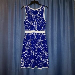 SOLD!  Ann Taylor Factory Blue Floral Knit Dress Size M